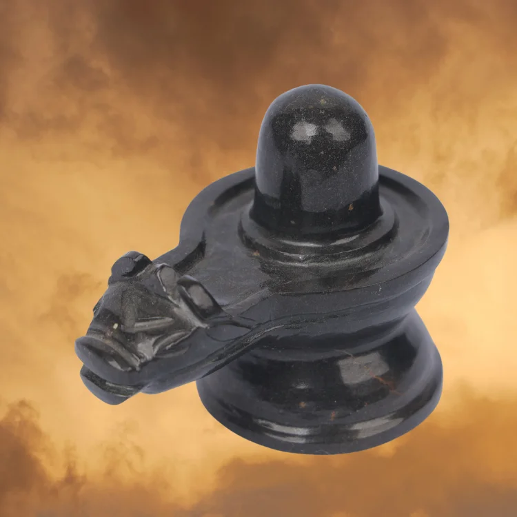 Black Agate Stone Painted Handmade Shivling